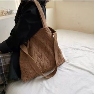 Womens Collection Knitted Brown Tote Bag